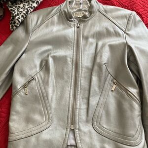 Fleurish Women's Metallic Leather Jacket